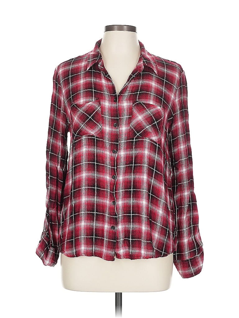 TIMING Pre-owned Long Sleeve Button Down Shirt In Burgundy