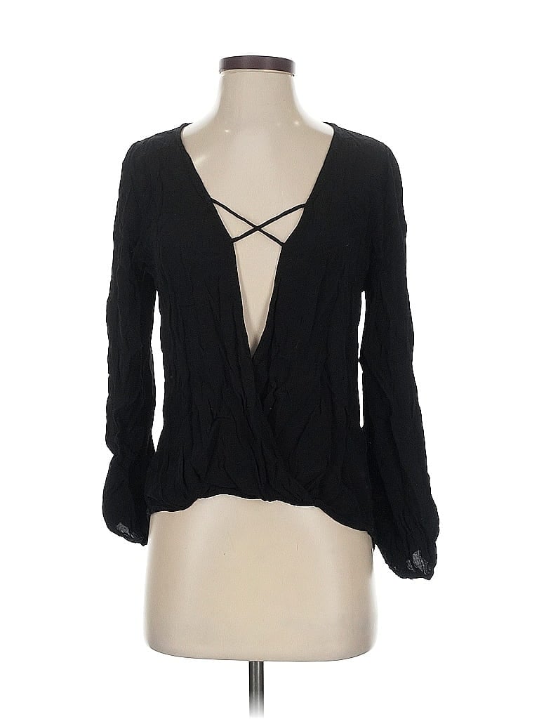 Pre-owned Lucy Love Long Sleeve Blouse In Black