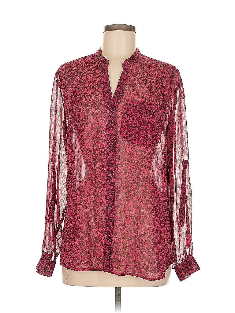 Pre-owned Kut From The Kloth Long Sleeve Blouse In Burgundy