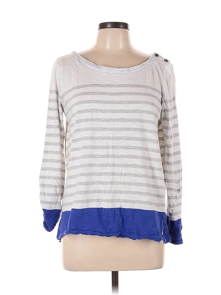 Pre-owned Gap Outlet 3/4 Sleeve Top Gray Boatneck Tops