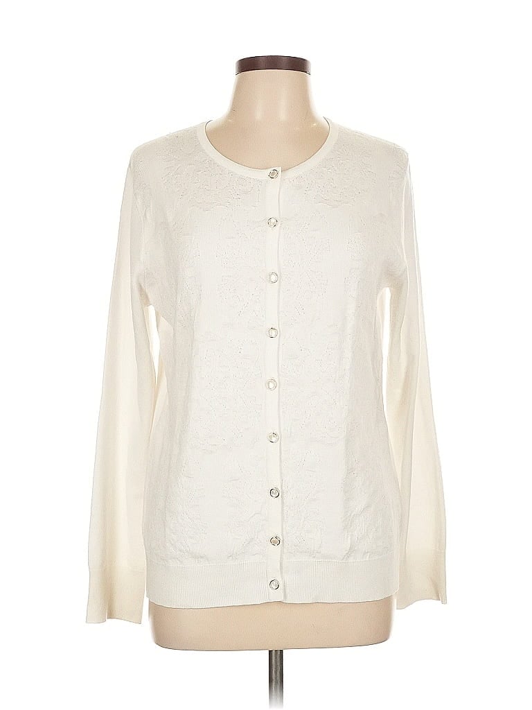 Pre-owned Assorted Brands Cardigan Sweater In White