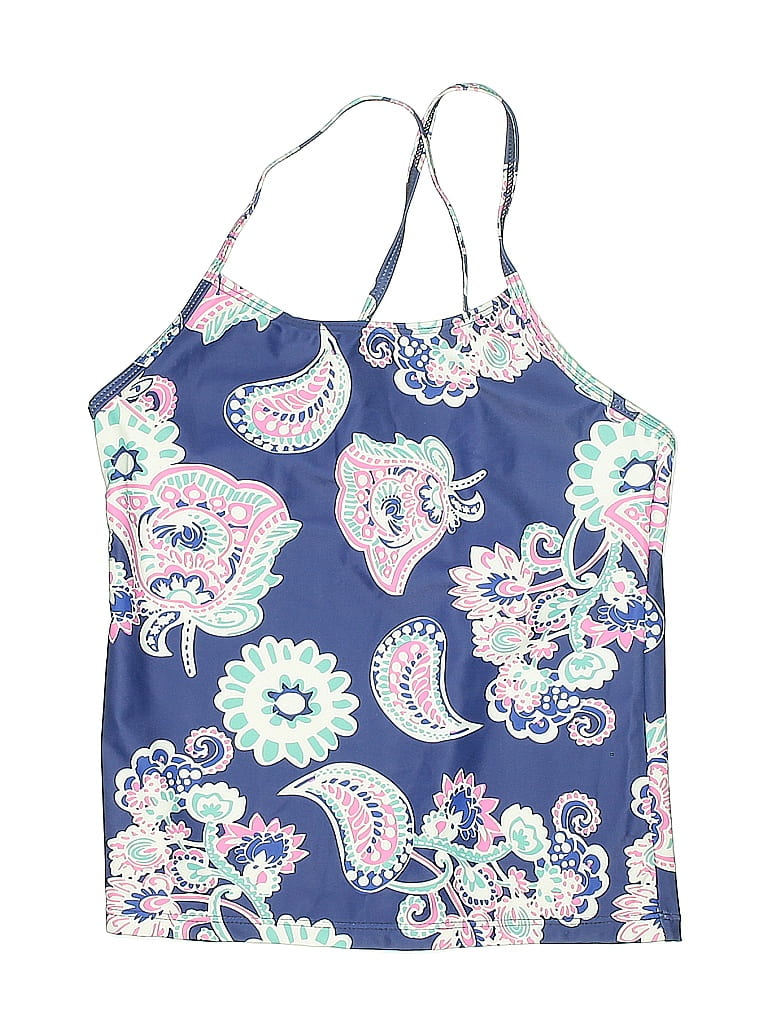 Click to view more detailed imagery on our partner's website Pre-owned Q Swimwear Swimsuit Top Blue Paisley Pattern Swimwear