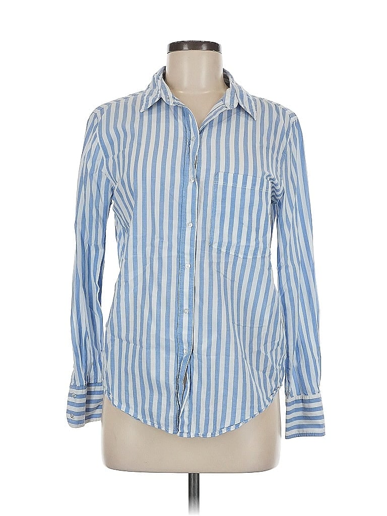 Pre-owned H&m Long Sleeve Button Down Shirt In Blue