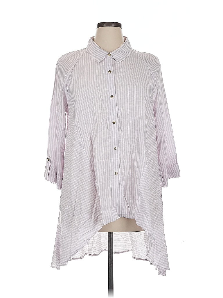 Pre-owned Marc New York Andrew Marc 3/4 Sleeve Button Down Shirt In White