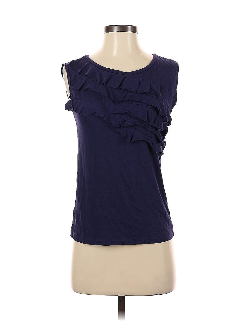 Click to view more detailed imagery on our partner's website Pre-owned Ann Taylor Loft Sleeveless Top Purple Ruffles Neckline Tops