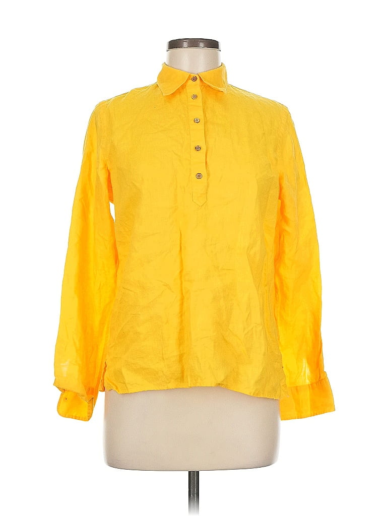Pre-owned Polo Ralph Lauren Long Sleeve Blouse In Yellow
