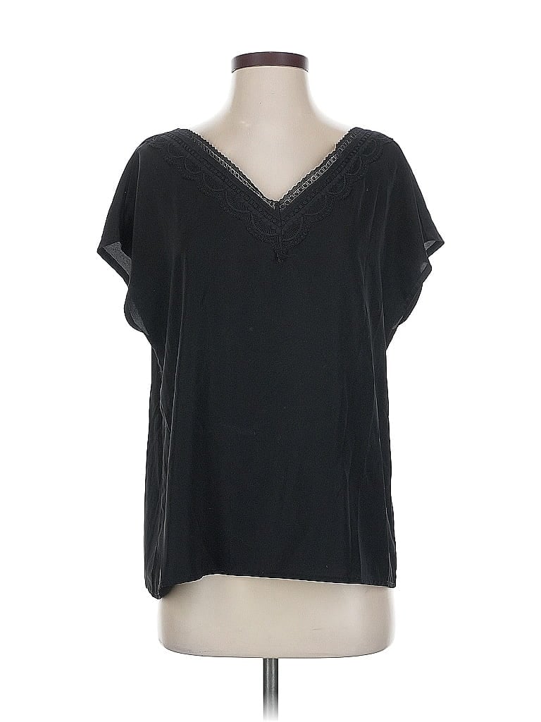 Pre-owned Shein Short Sleeve Blouse In Black