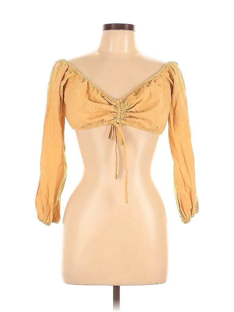 Pre-owned Kendall & Kylie 3/4 Sleeve Blouse In Yellow