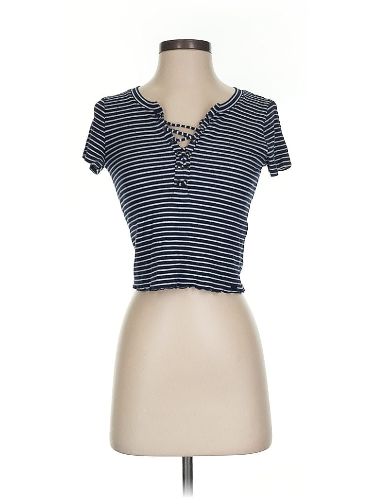 Pre-owned Hollister Short Sleeve Top Blue Sweetheart Neckline Tops