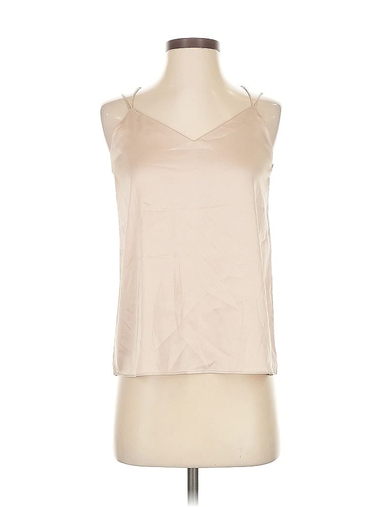 Pre-owned Suede Tank Top Tan Strapless Neckline Tops In Brown