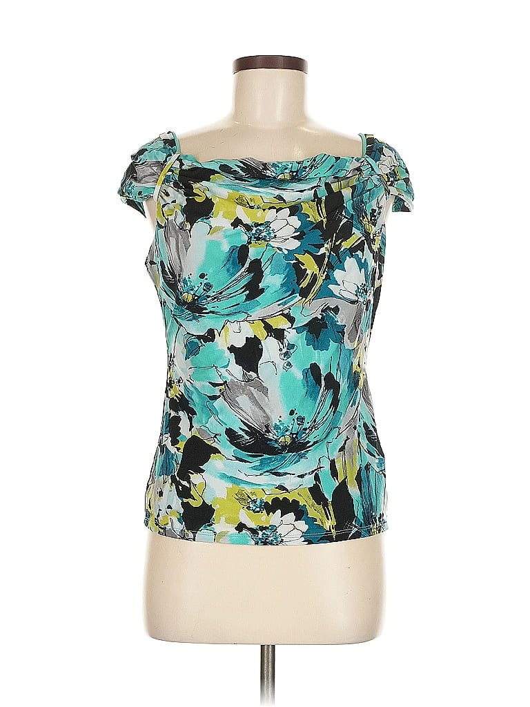 WORTHINGTON Pre-owned Short Sleeve Top Teal Sweetheart Neckline Tops In Blue