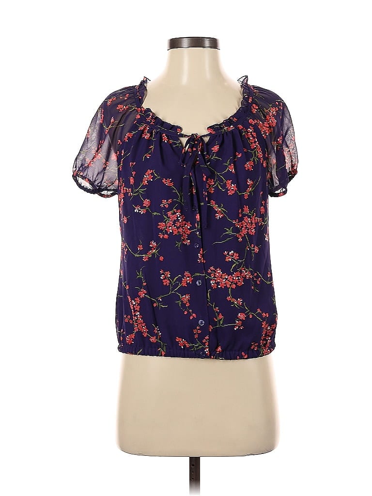 Pre-owned Apt. 9 Short Sleeve Blouse In Blue