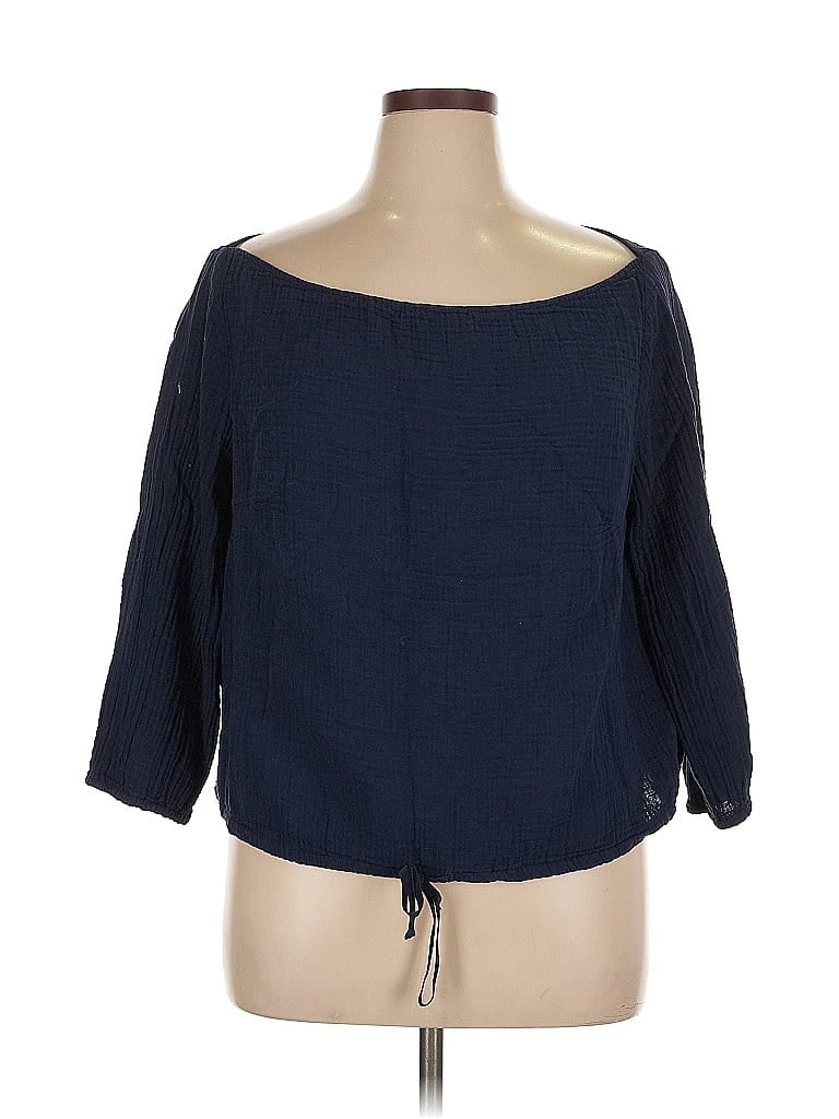 Pre-owned Everyday Ritual 3/4 Sleeve Blouse In Blue