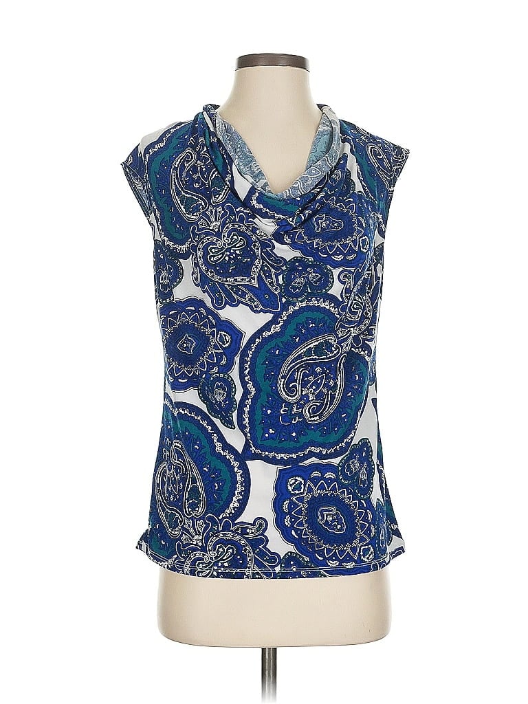 Pre-owned Ann Taylor Factory Sleeveless Blouse In Blue