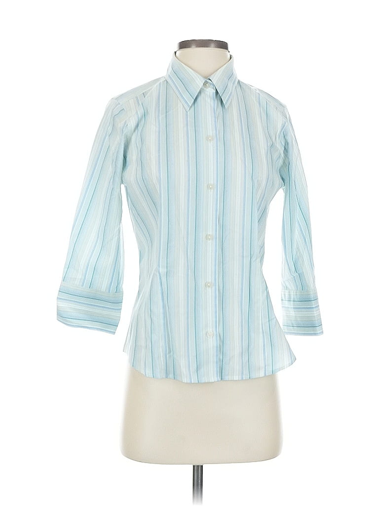 Pre-owned Eddie Bauer 3/4 Sleeve Button Down Shirt In Blue