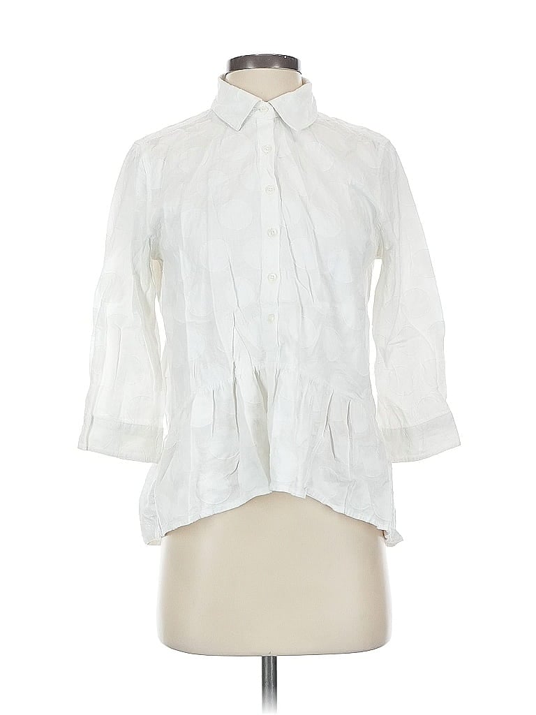 Pre-owned Isabella Sinclair 3/4 Sleeve Button Down Shirt In White