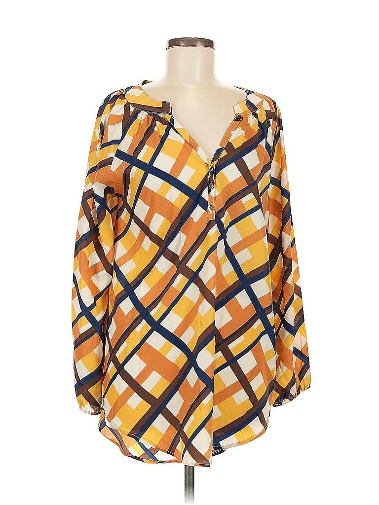 Pre-owned Mud Pie 3/4 Sleeve Blouse In Yellow