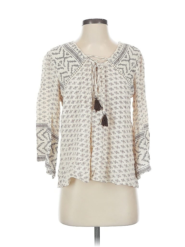 Pre-owned Angie 3/4 Sleeve Blouse In White