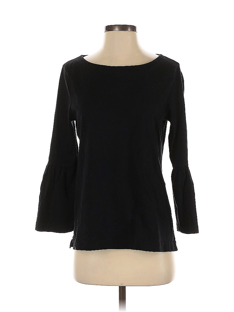 Pre-owned J.crew Factory Store 3/4 Sleeve Top Black Boatneck Tops