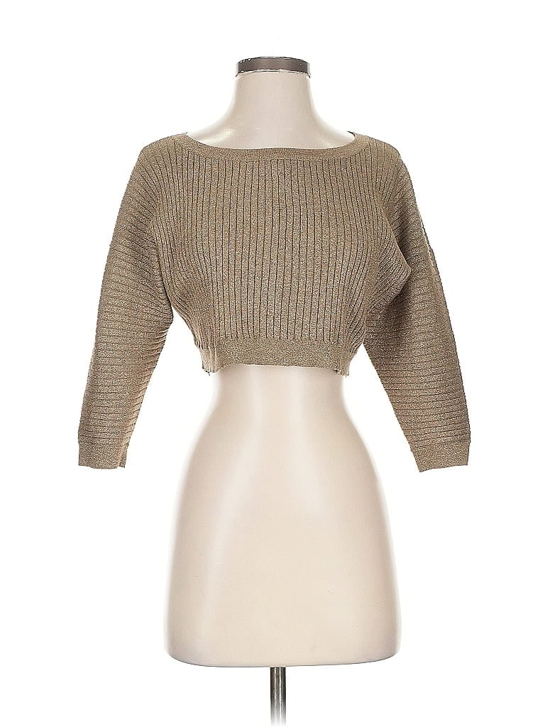 Pre-owned Bcbgmaxazria Cardigan Sweater In Gold