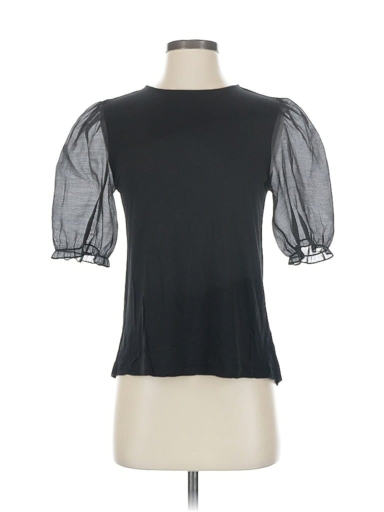 Click to view more detailed imagery on our partner's website Pre-owned Dr2 Short Sleeve Top Black Mock Neckline Tops