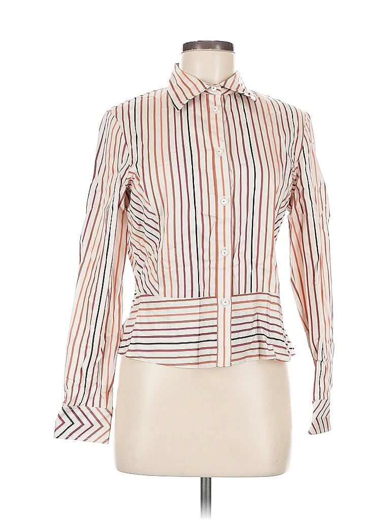 Pre-owned Jones New York Signature Long Sleeve Blouse In White