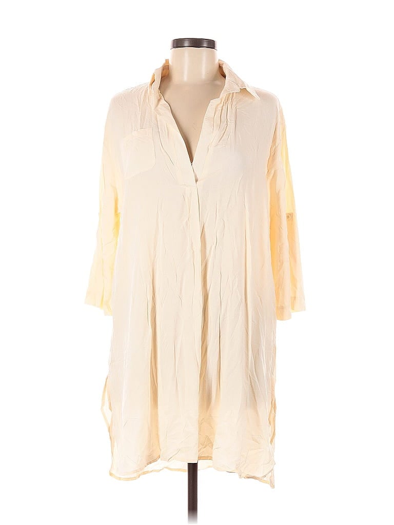 Pre-owned Ekouaer 3/4 Sleeve Button Down Shirt In White