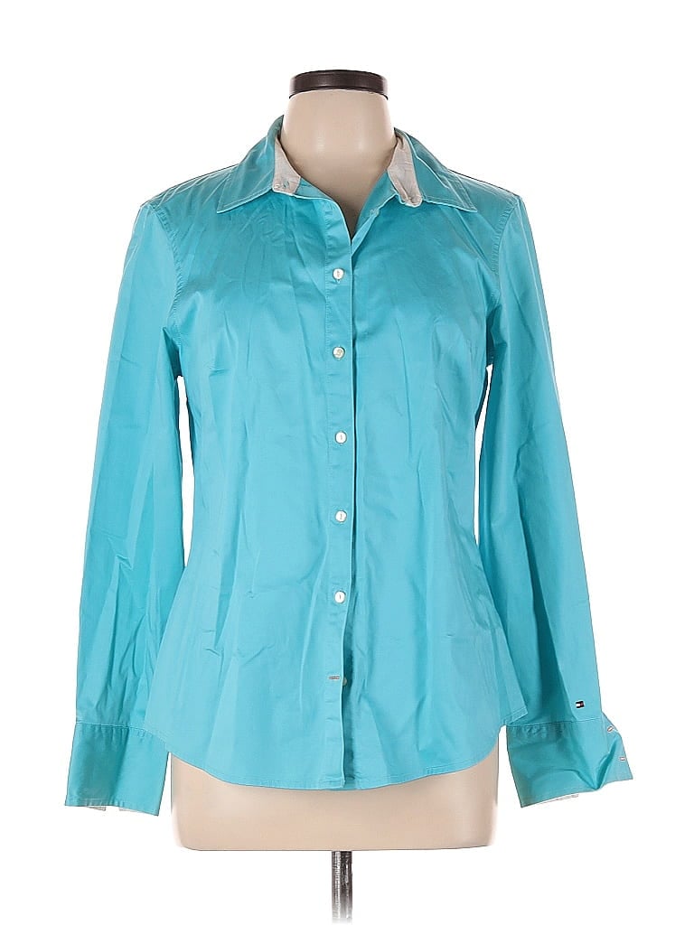 Pre-owned Tommy Hilfiger Long Sleeve Blouse In Blue