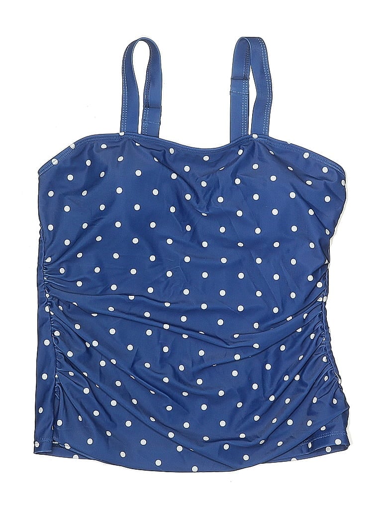 Pre-owned Assorted Brands Swimsuit Top Blue Polka Dots Pattern Swimwear