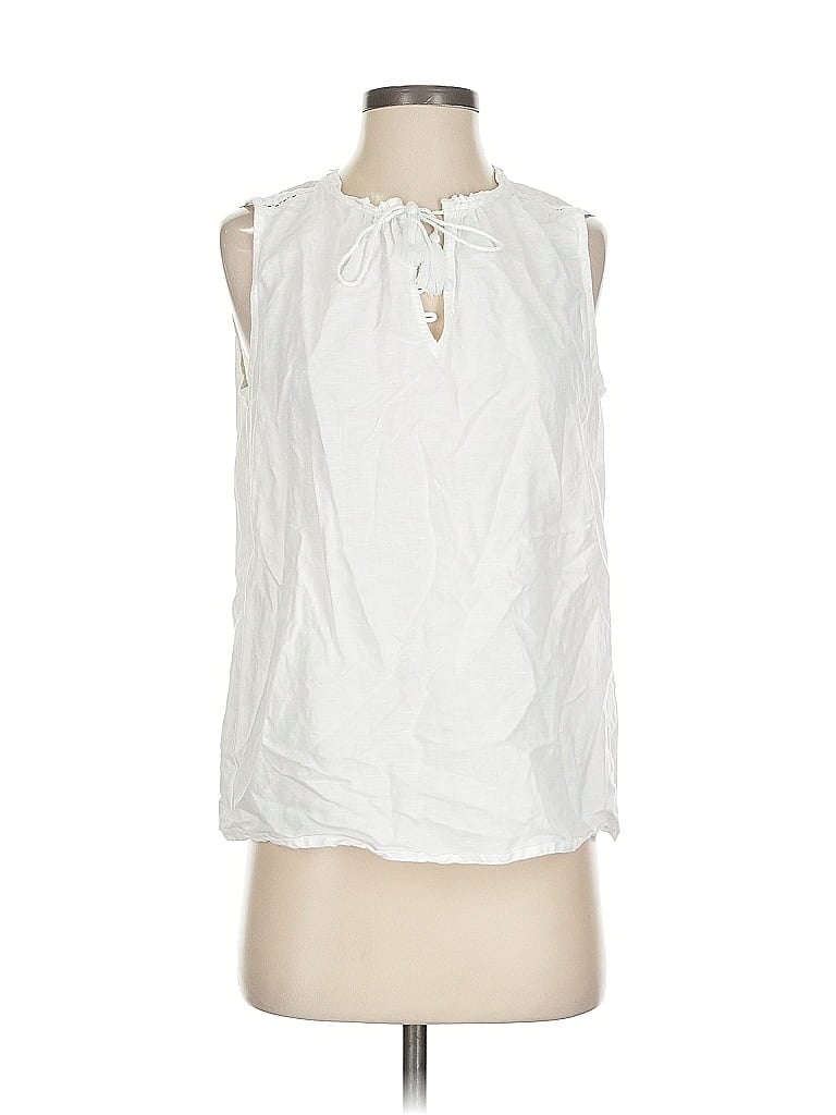 Pre-owned J. Mclaughlin Sleeveless Blouse In White