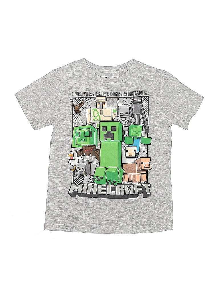 Pre-owned Minecraft Kids' Short Sleeve T-shirt In Gray