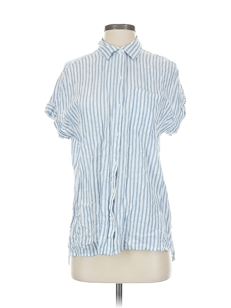 Pre-owned Lola River Short Sleeve Button Down Shirt In Blue