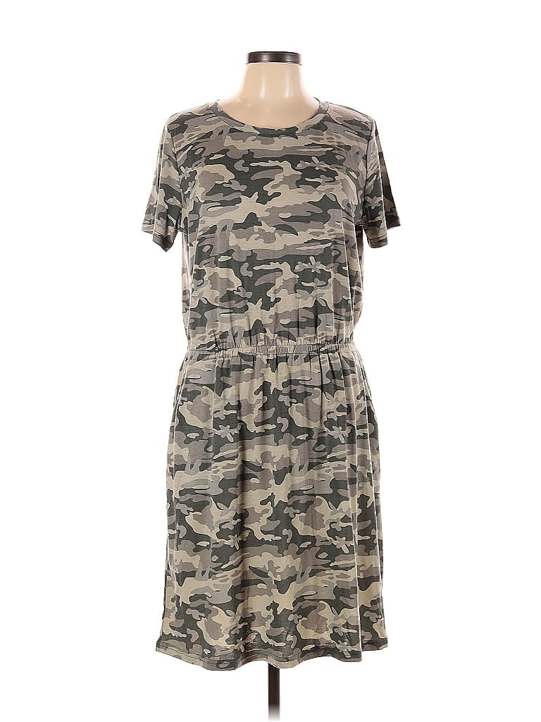 Pre-owned Tickled Teal Casual Dress In Gray