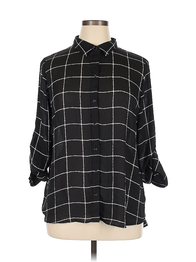 Pre-owned Apt. 9 3/4 Sleeve Blouse In Black