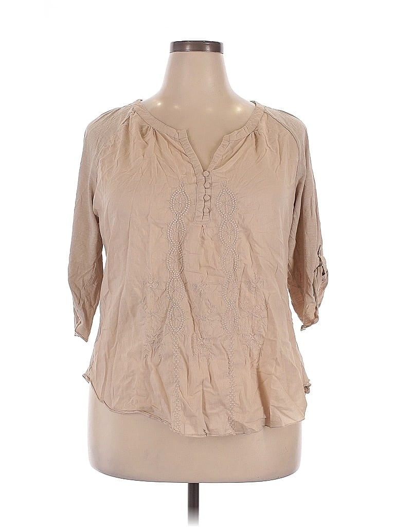 Pre-owned Nine West 3/4 Sleeve Blouse In Brown