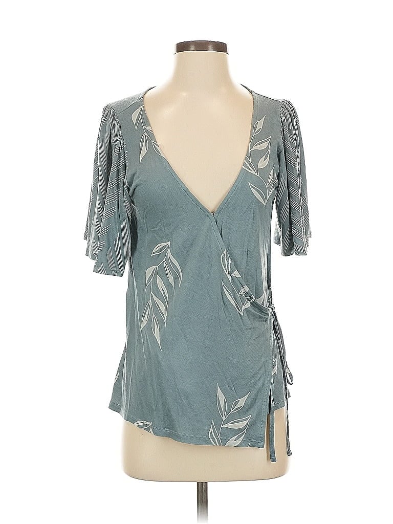 Pre-owned Lucky Brand Short Sleeve Blouse In Blue