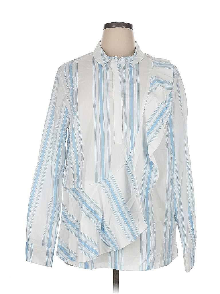 Pre-owned Context Long Sleeve Blouse In Blue