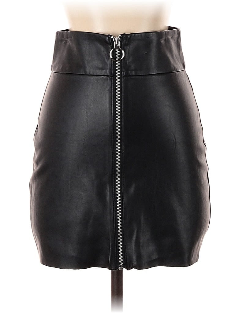 Pre-owned Express Faux Leather Skirt In Black