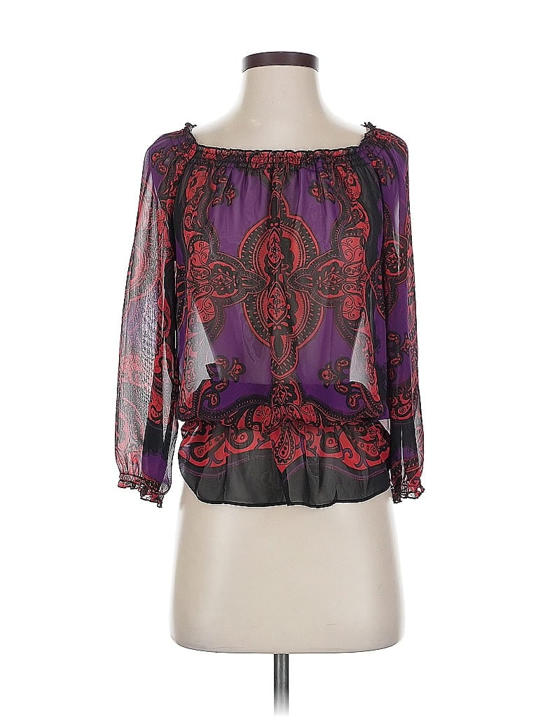 Pre-owned Inc International Concepts 3/4 Sleeve Blouse In Purple