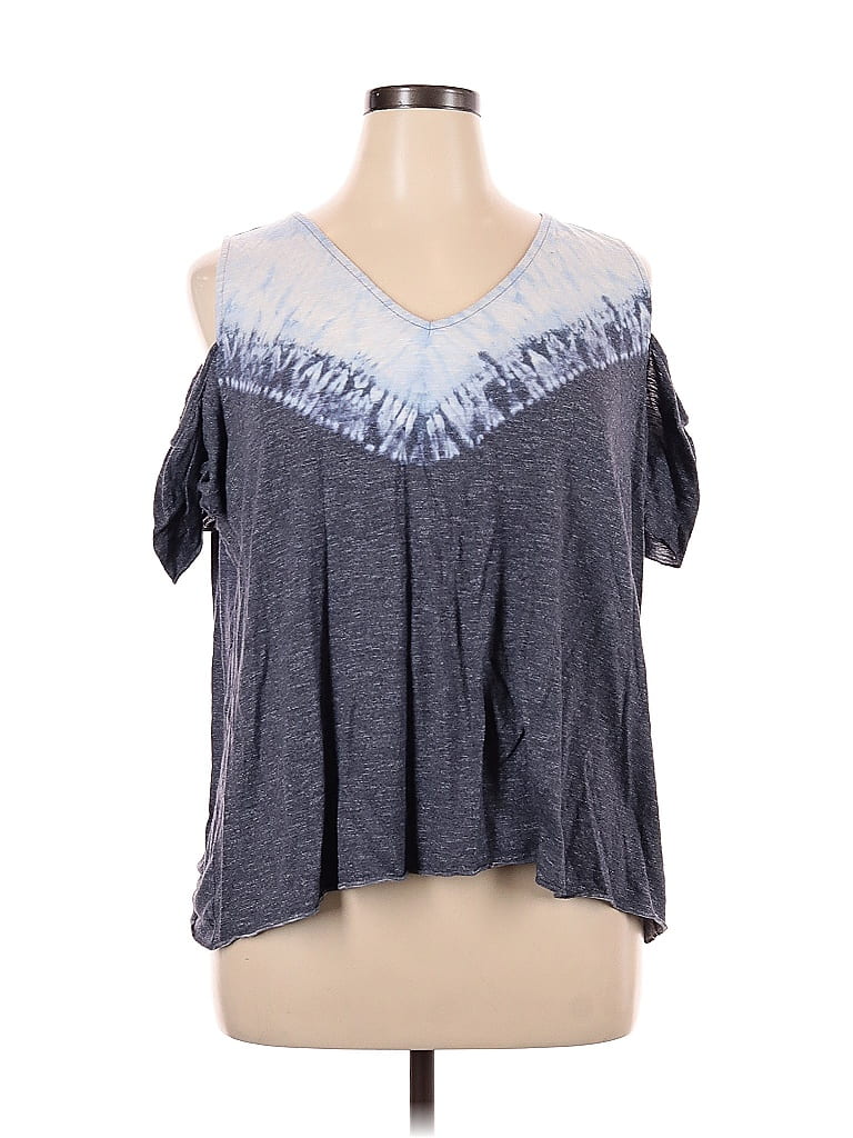 Pre-owned Sonoma Goods For Life Short Sleeve Top Gray Cold Shoulder Neckline Tops