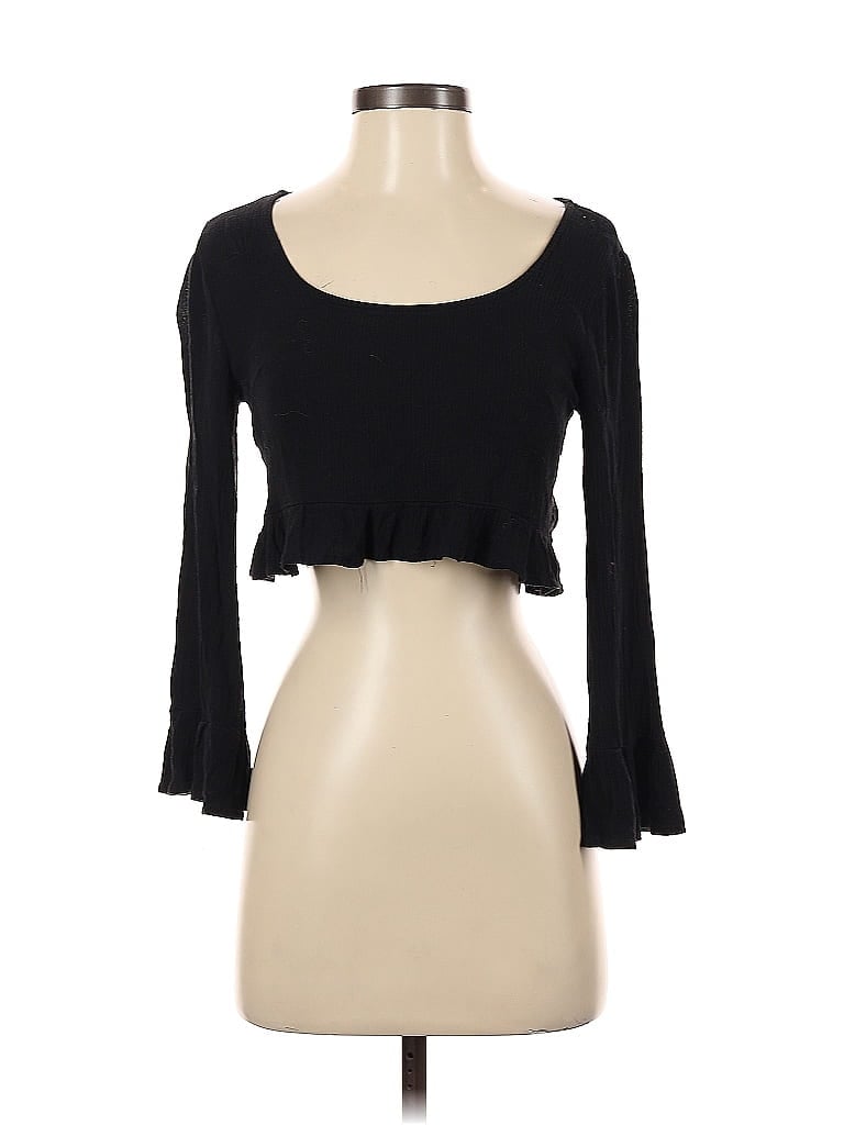 Pre-owned La Hearts 3/4 Sleeve Top Black Sweetheart Neckline Tops