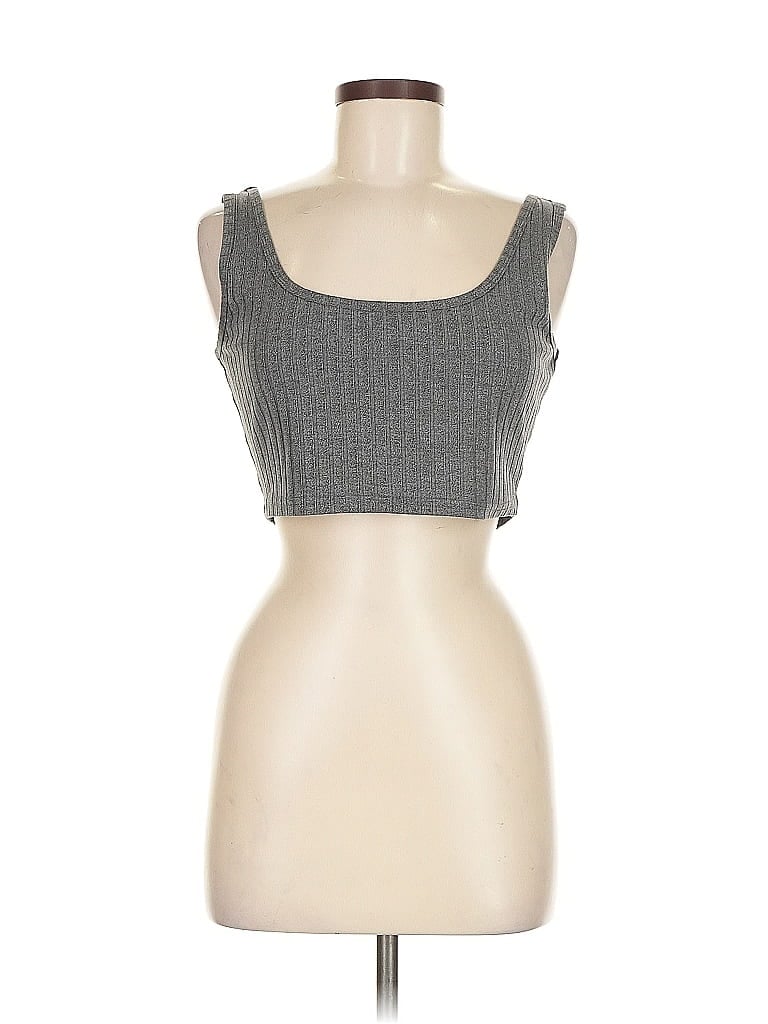 Pre-owned Pink Lily Tank Top Gray Square Neckline Tops
