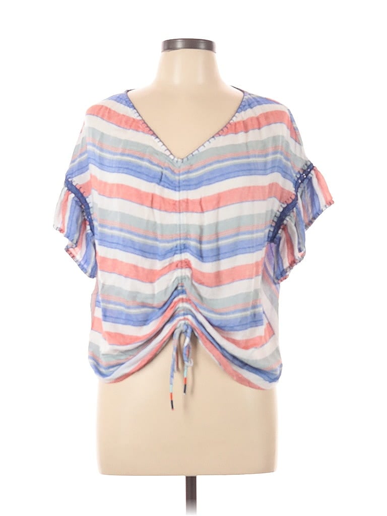 Click to view more detailed imagery on our partner's website Pre-owned For The Republic Short Sleeve Blouse In Blue
