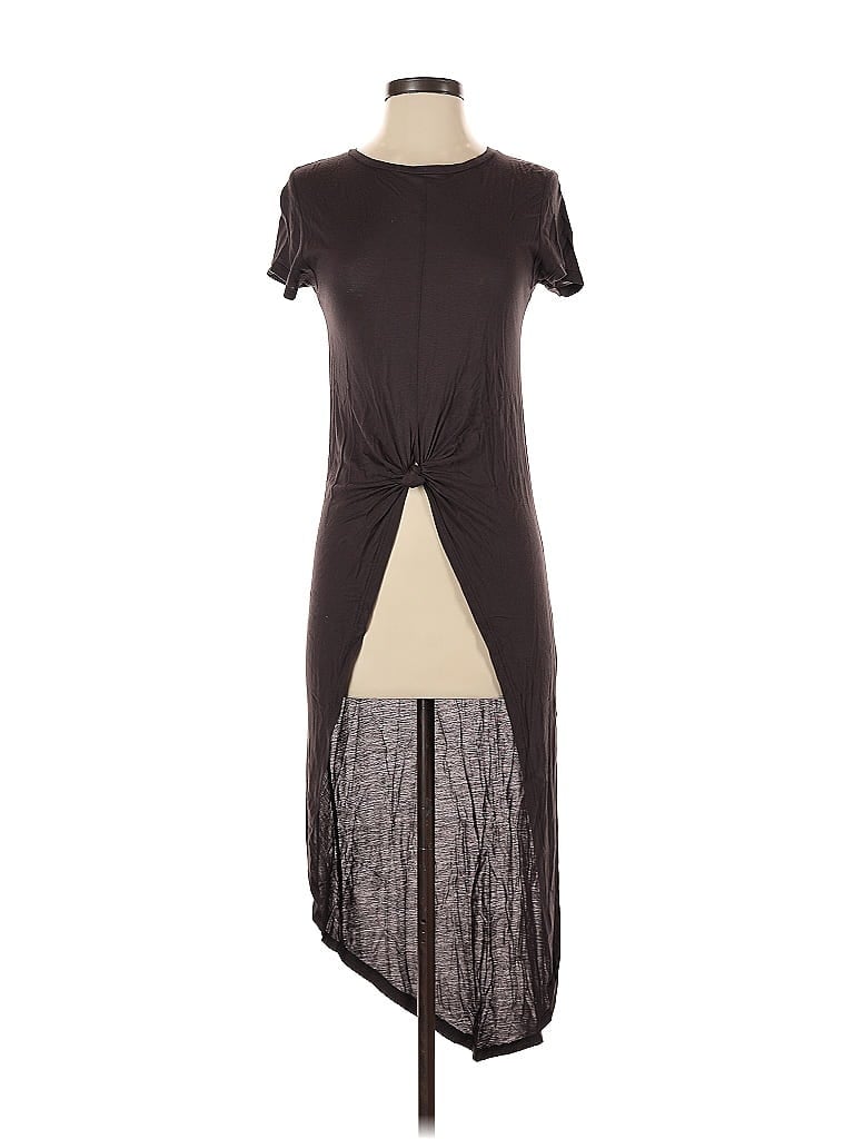 Pre-owned Zara W&b Collection Short Sleeve Top Brown Keyhole Neckline Tops