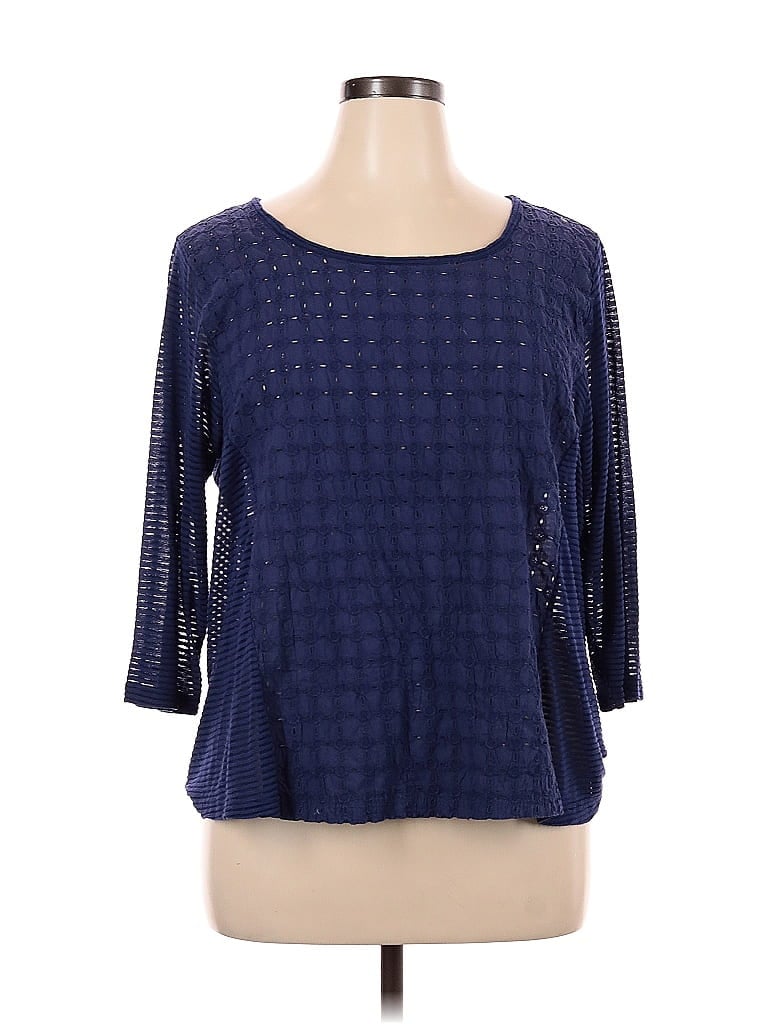 Pre-owned Design History 3/4 Sleeve Top Blue Square Neckline Tops