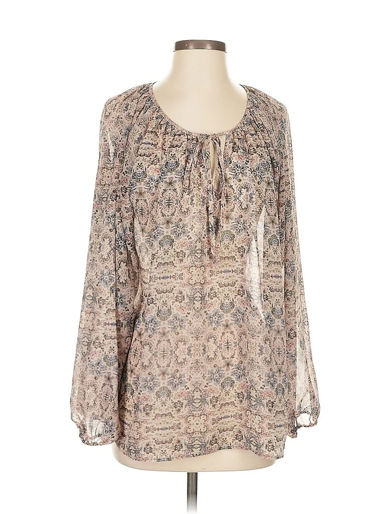 Pre-owned Cabi Long Sleeve Blouse In Brown