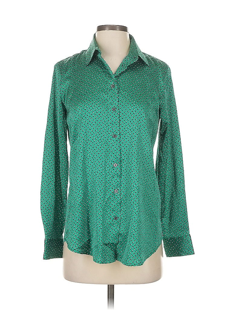 Pre-owned Banana Republic Long Sleeve Blouse In Green