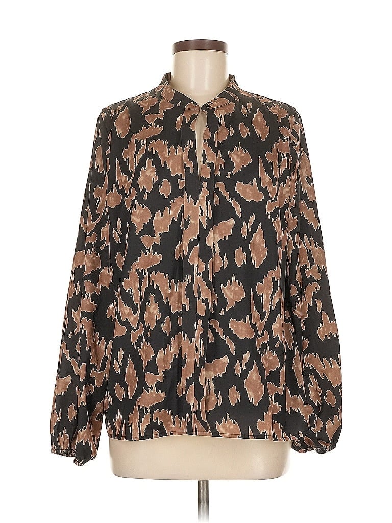 Pre-owned Koko + Mason Long Sleeve Blouse In Brown