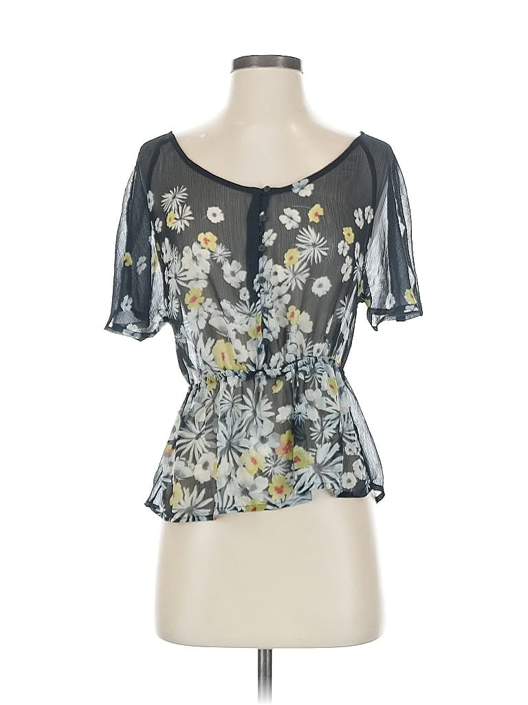 Pre-owned Lc Lauren Conrad Short Sleeve Blouse In Gray