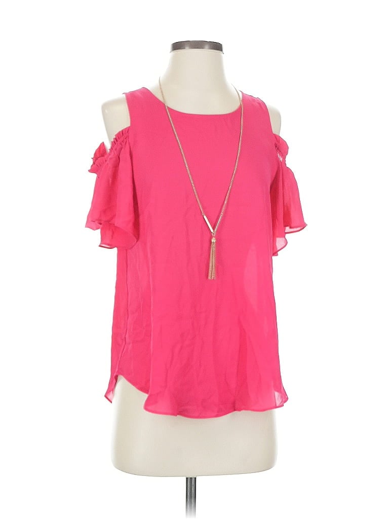 Pre-owned A. Byer Short Sleeve Top Pink Cold Shoulder Neckline Tops